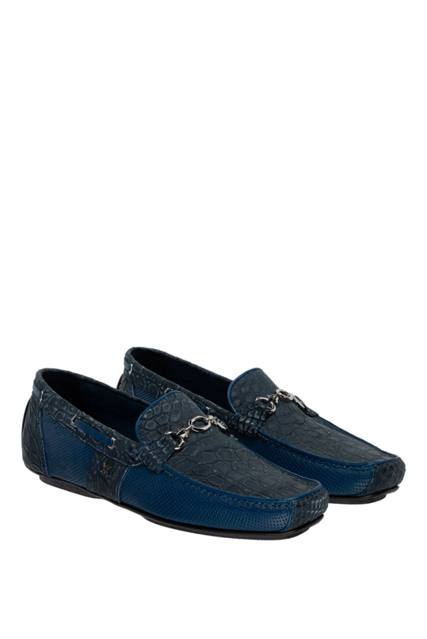 Artioli men's moccasins made of alligator leather and genuine leather blue 155318 - photo 3
