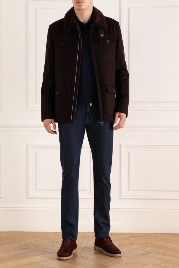 Seraphin jacket with cashmere fur burgundy for men 155340 - photo 3