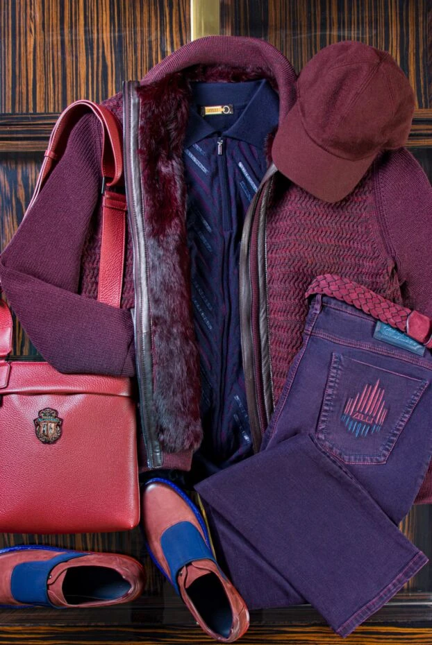 Zilli слипоны из нубука бордовые мужские 155362 - фото 2