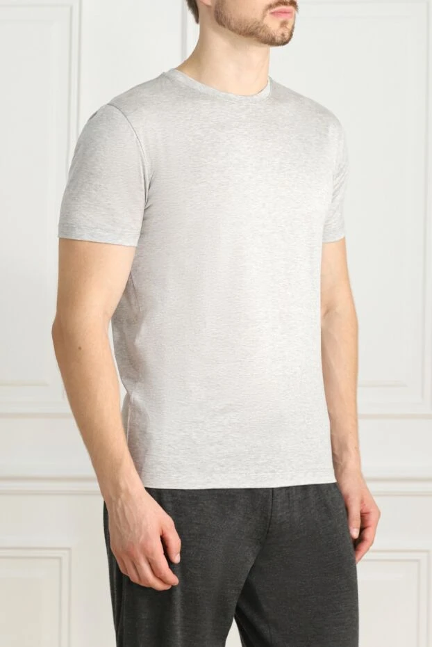 Cesare di Napoli классикалық дөңгелек мойын сызығы бар қарапайым жеңіл мақта-мата футболка 155377 - фото 3