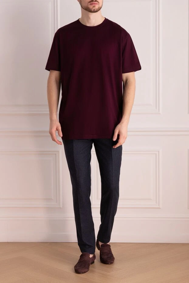 Cesare di Napoli man cotton t-shirt burgundy for men купить с ценами и фото 155379 - photo 2