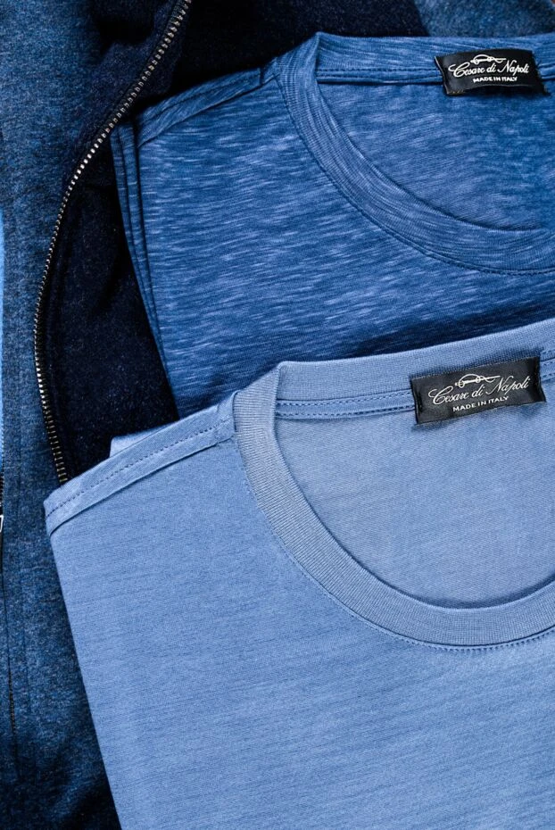 Cesare di Napoli футболка из дышащего хлопка с лаконичным дизайном в голубовато-синем оттенке
 155383 - фото 3