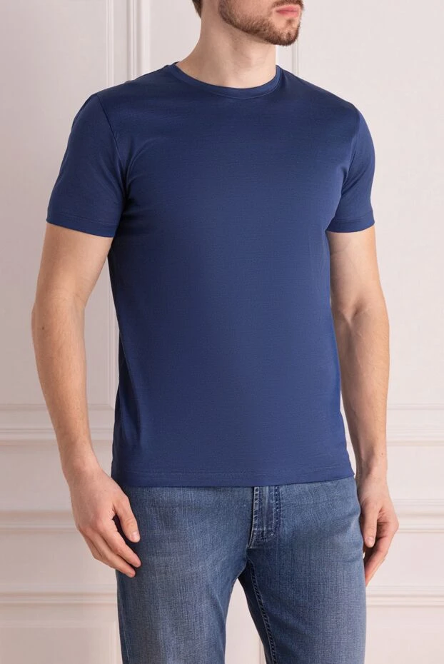 Cesare di Napoli футболка базовая облегающая в классическом синем тоне для повседневных образов

 155389 - фото 3