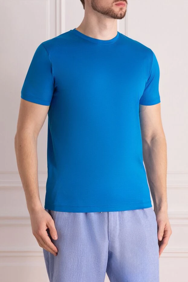 Cesare di Napoli футболка трикотажная базовая в насыщенном лазурном оттенке
 155394 - фото 3