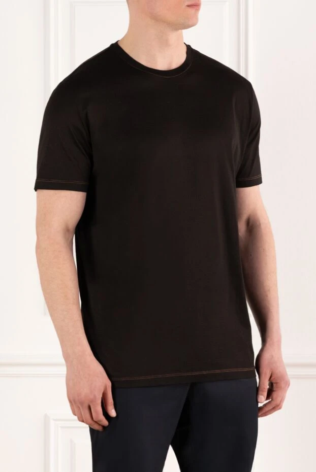 Cesare di Napoli мужская оранжевая хлопковая футболка   155397 - фото 3