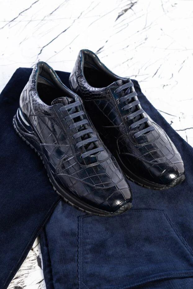 Cesare di Napoli кроссовки из крокодиловой кожи тёмно-синего цвета
155401 - фото 2