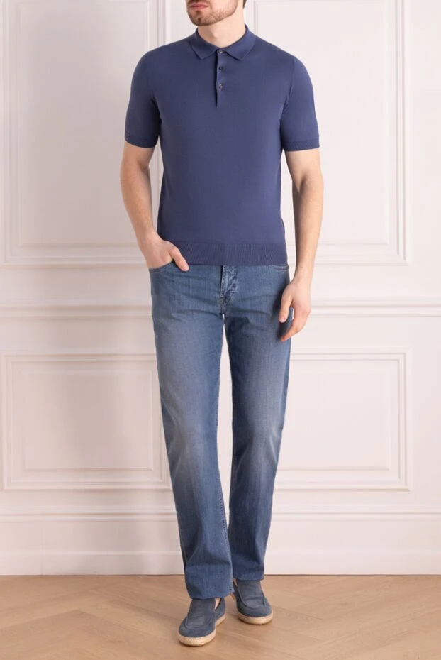 Stefano Ricci мужские хлопковые джинсы синий деним
 155404 - фото 2