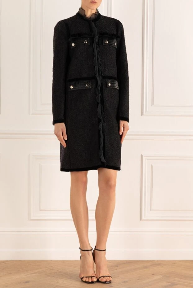 Giambattista Valli woman women's black cotton and silk coat купить с ценами и фото 155427 - photo 2