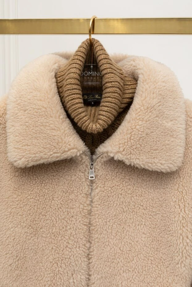 Куртка из шерсти и акрила бежевая женская - фото 2