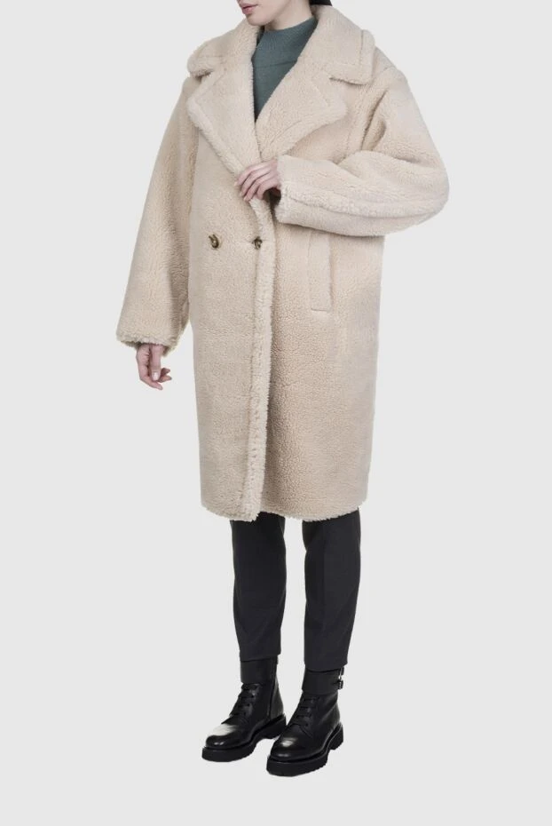 Fleur de Paris woman women's beige wool and acrylic fur coat купить с ценами и фото 155496 - photo 2