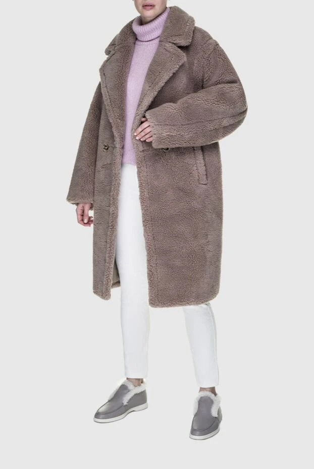 Fleur de Paris woman women's beige wool and acrylic fur coat купить с ценами и фото 155498 - photo 2