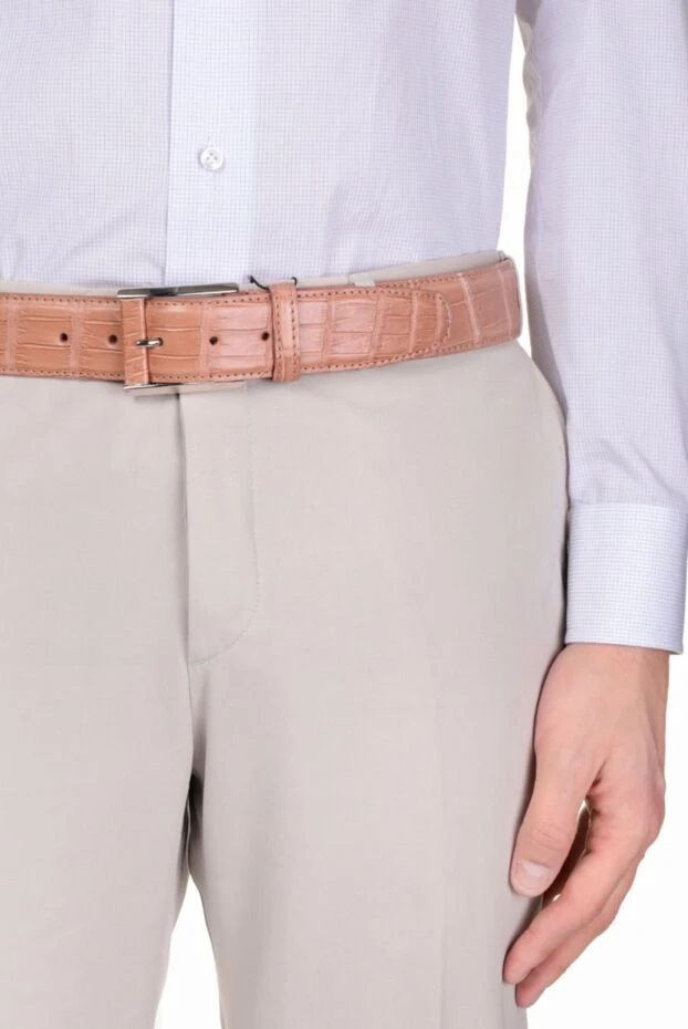 Cesare di Napoli man beige crocodile leather belt for men купить с ценами и фото 155504 - photo 2