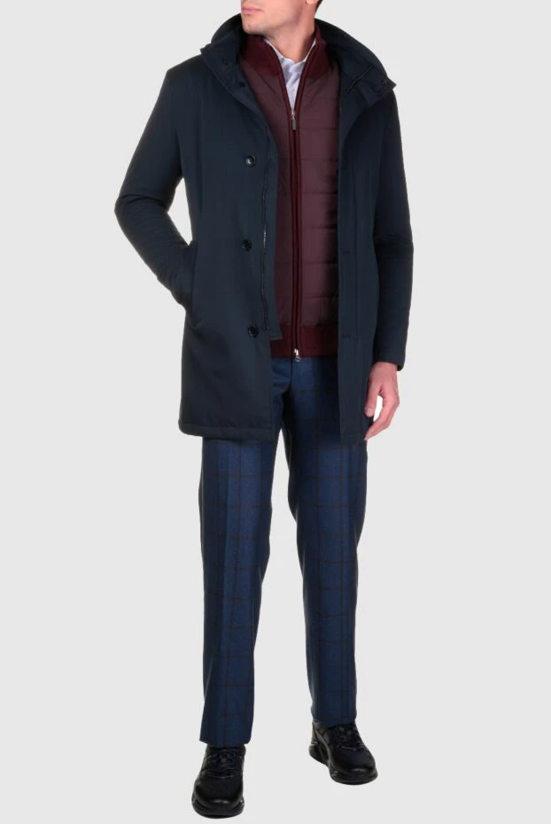 Cesare di Napoli man blue wool and elastane fur jacket for men купить с ценами и фото 155510 - photo 2