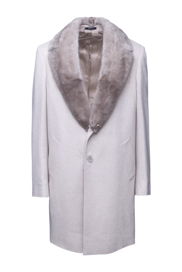 Cesare di Napoli man white cashmere and mink coat for men купить с ценами и фото 155511 - photo 1