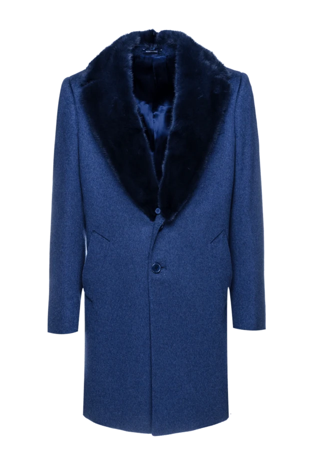 Cesare di Napoli man blue cashmere and mink coat for men купить с ценами и фото 155512 - photo 1