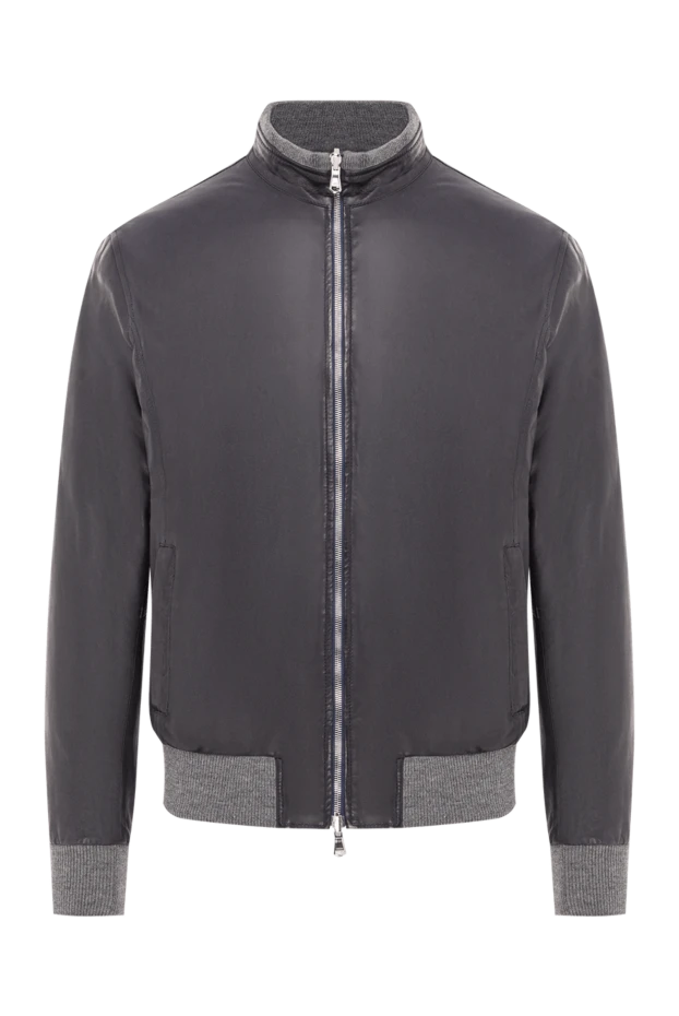 Ерлерге арналған көк былғары бомбер күртеше стегті астарымен - фото 1