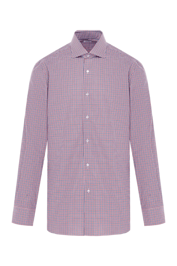 Men's cotton checkered shirt with classic collar - photo 1