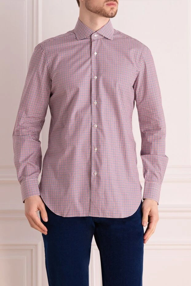 Barba Napoli хлопковая рубашка мужская в клетку с классическим воротником 155586 - фото 3