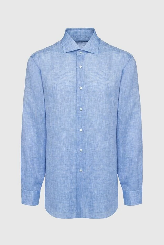 Barba Napoli man men's blue linen shirt купить с ценами и фото 155590 - photo 1