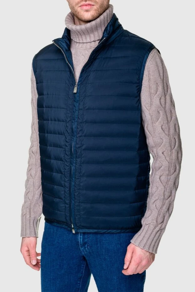 Corneliani мужской синий жилет из водоотталкивающего материала с лёгким утеплением
 155603 - фото 3