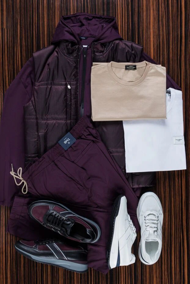 Кроссовки из белой кожи и текстиля с синей вставкой на пятке
 - фото 2