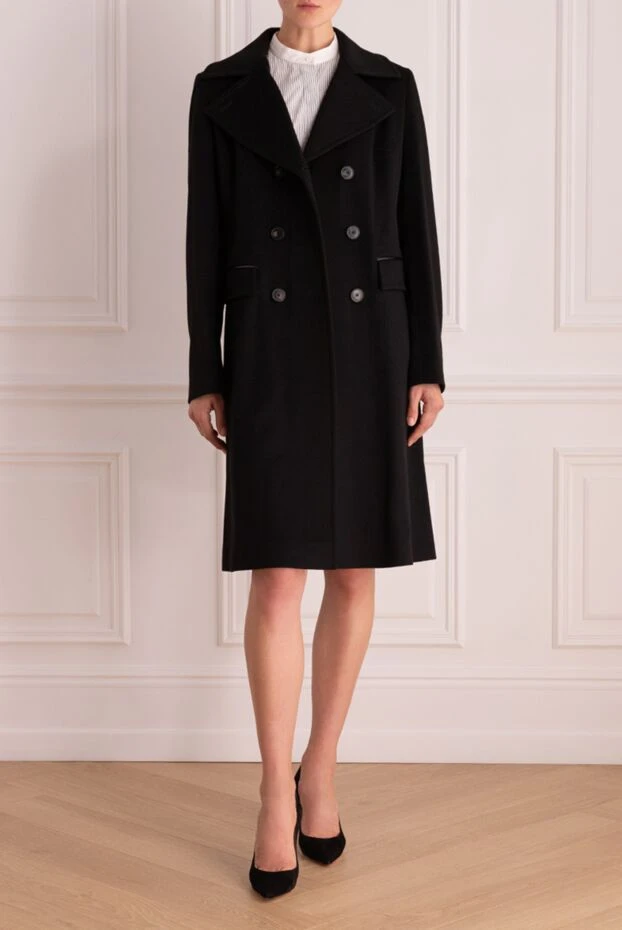 Cashmere & Silk Milano woman women's black wool coat купить с ценами и фото 155622 - photo 2