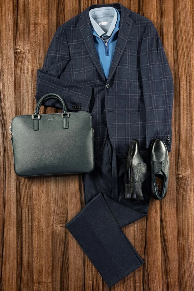 Cesare di Napoli жіңішке кесілген және екпінді қыртысы бар ерлер жүннен жасалған костюм шалбары
 155623 - фото 2