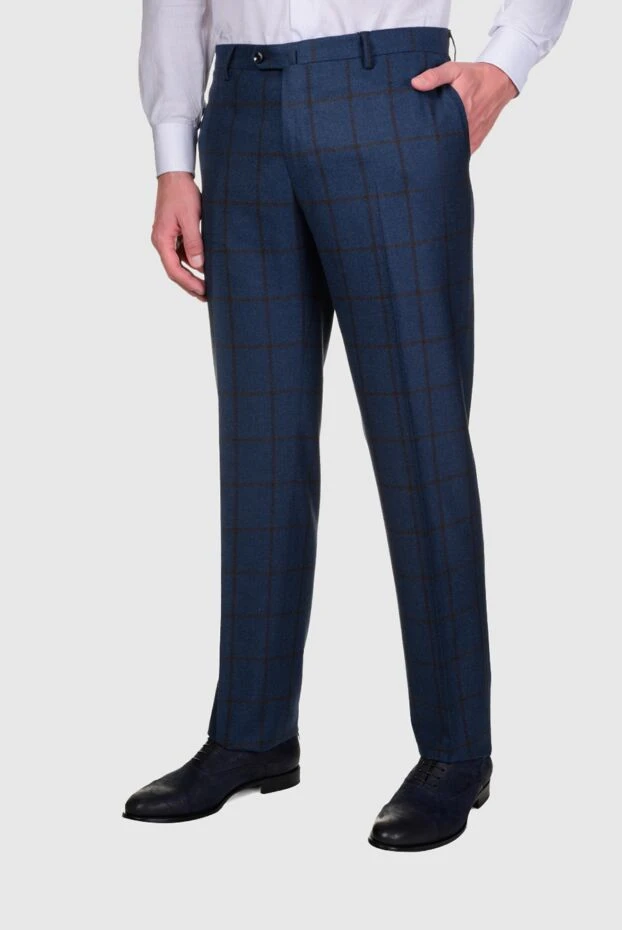 Cesare di Napoli man blue wool trousers for men купить с ценами и фото 155624 - photo 2