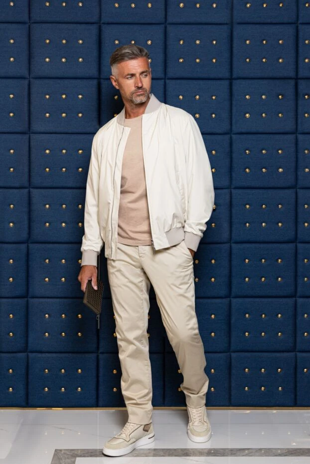 Cesare di Napoli ерлерге арналған бежевый жүннен және кашемирден жасалған кеңсе шалбары
 155628 - фото 2