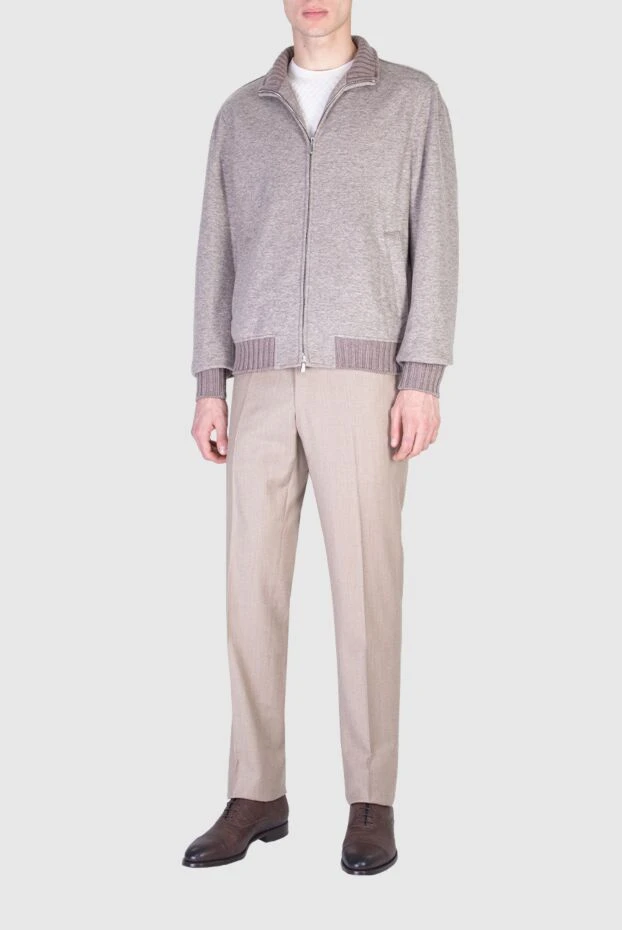 Cesare di Napoli man beige wool and cashmere trousers for men купить с ценами и фото 155628 - photo 2