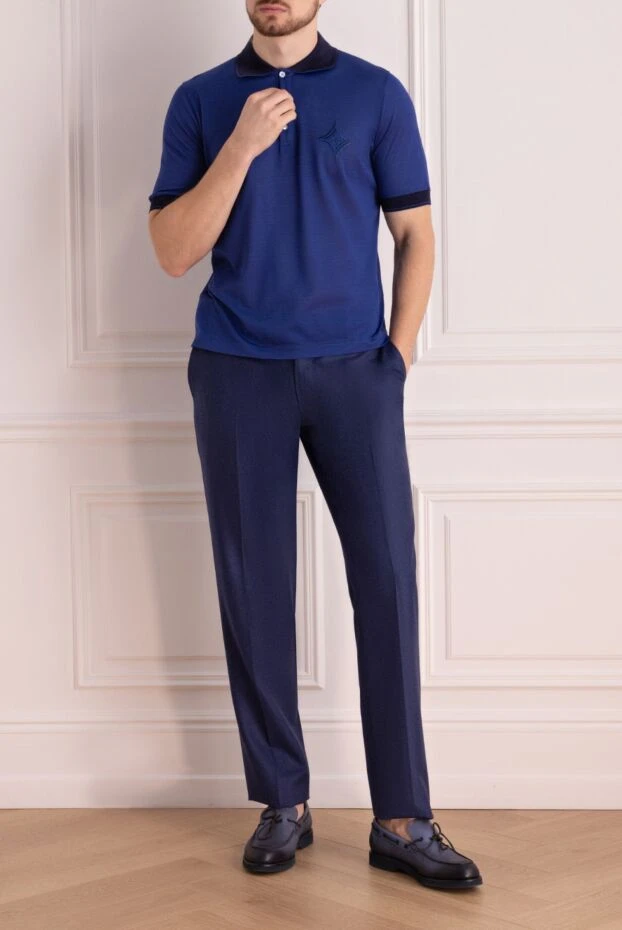 Cesare di Napoli man blue wool trousers for men купить с ценами и фото 155629 - photo 2