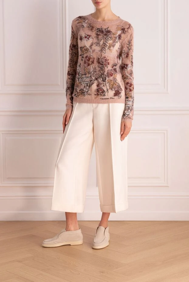 Dior woman white linen and silk trousers for women купить с ценами и фото 155653 - photo 2