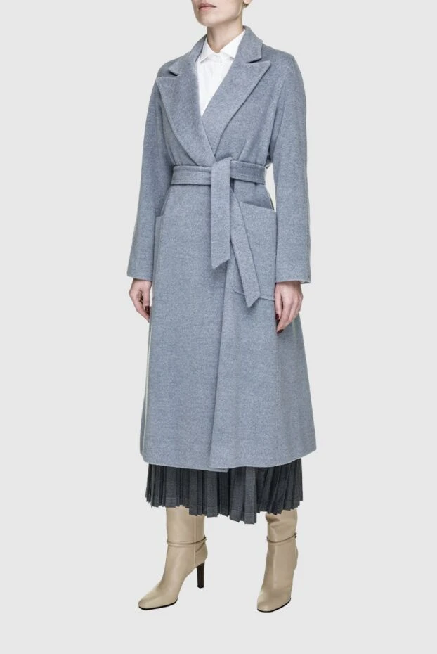 Fleur de Paris пальто из ангоры и шерсти голубое женское пальто 155671 - фото 3