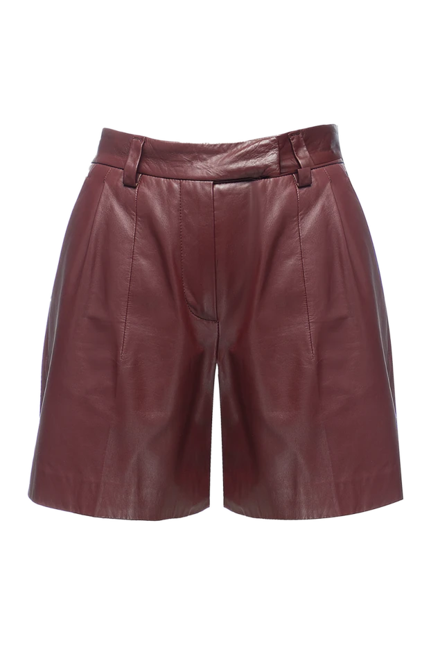 Brunello Cucinelli woman burgundy leather shorts for women купить с ценами и фото 155687 - photo 1