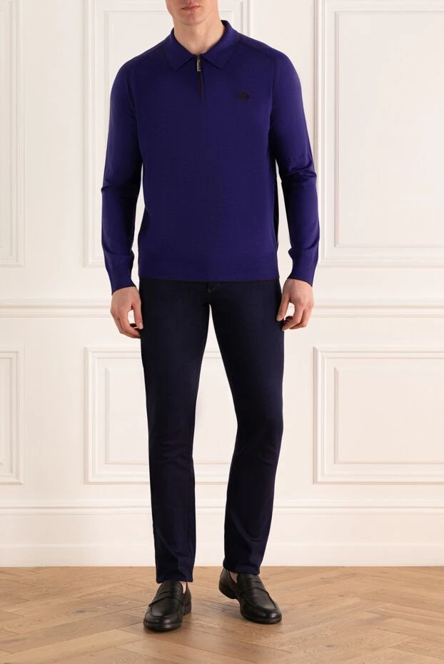 Ерлерге арналған ұзын жеңді жүннен жасалған поло, сұр - фото 2