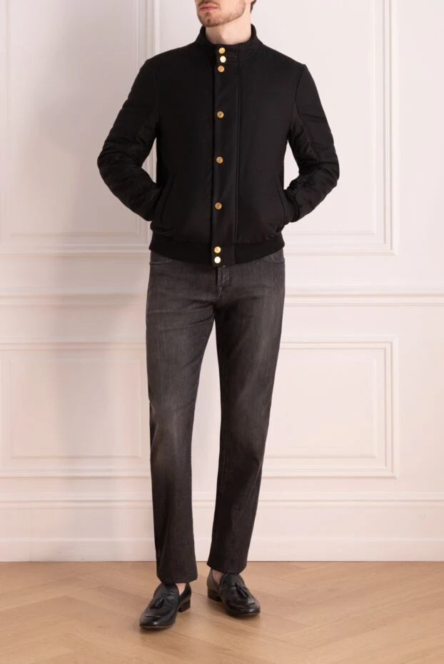 Black cashmere and wool jacket for men - photo 2