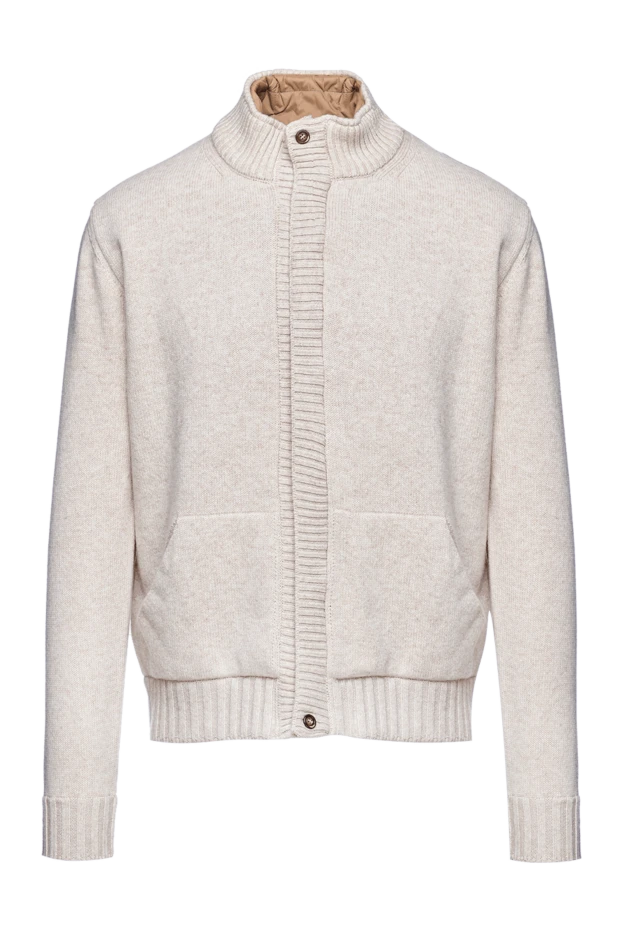 Cesare di Napoli man men's wool cardigan, beige купить с ценами и фото 155781 - photo 1