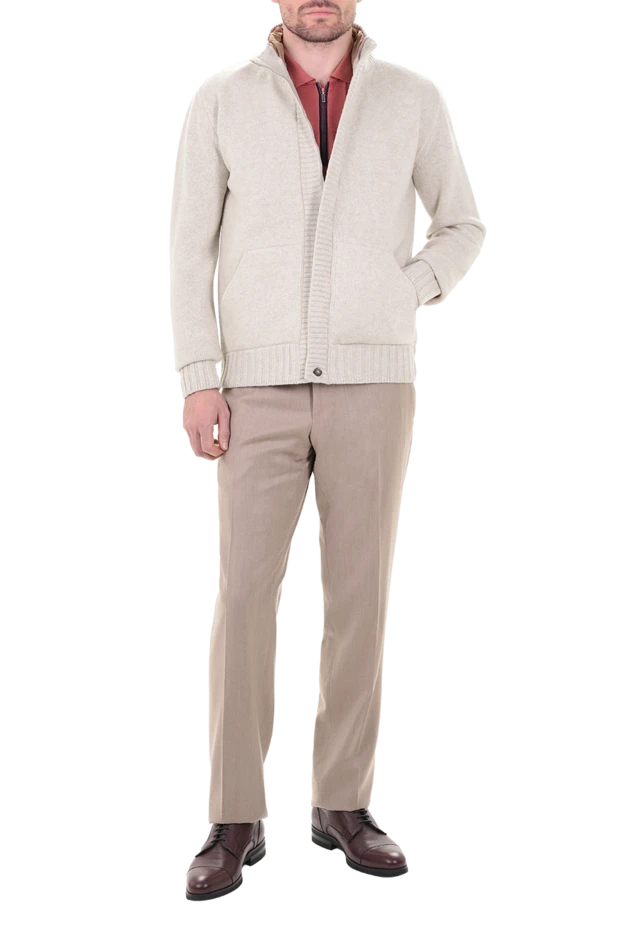 Cesare di Napoli man men's wool cardigan, beige купить с ценами и фото 155781 - photo 2