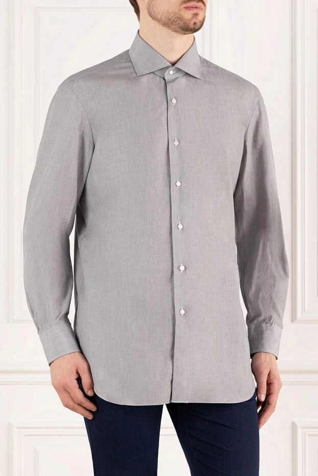 Barba Napoli рубашка мужская строгая серая хлопковая для офисного образа 155830 - фото 3