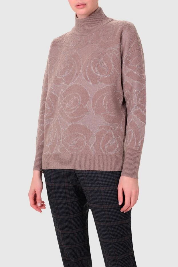 Peserico джемпер коричневый женский с узором роз 155863 - фото 3