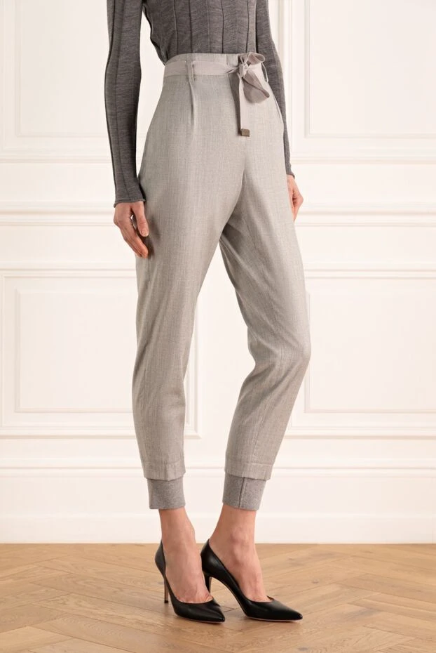 Peserico әйелдерге арналған сұр түсті шалбар белбеумен 155914 - фото 3