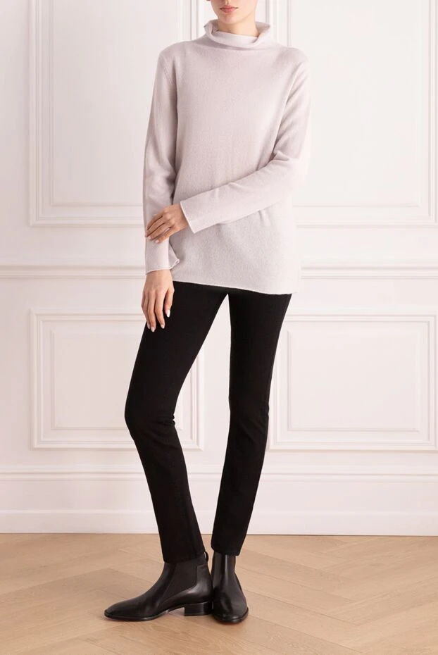 Panicale жұмсақ мойын және ұзын жеңді сұр түсті кашемир джемпер 155965 - фото 2