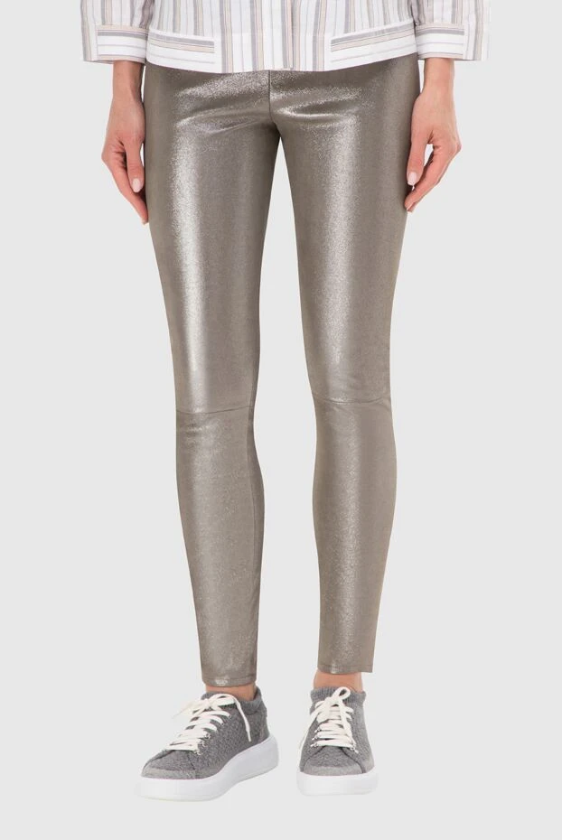 Panicale woman gray leather trousers for women купить с ценами и фото 156023 - photo 2