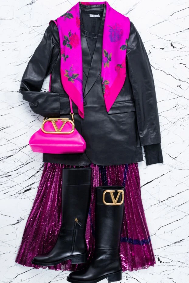 Черный кожаный жакет базовый удлиненный с аккуратными карманами - фото 2