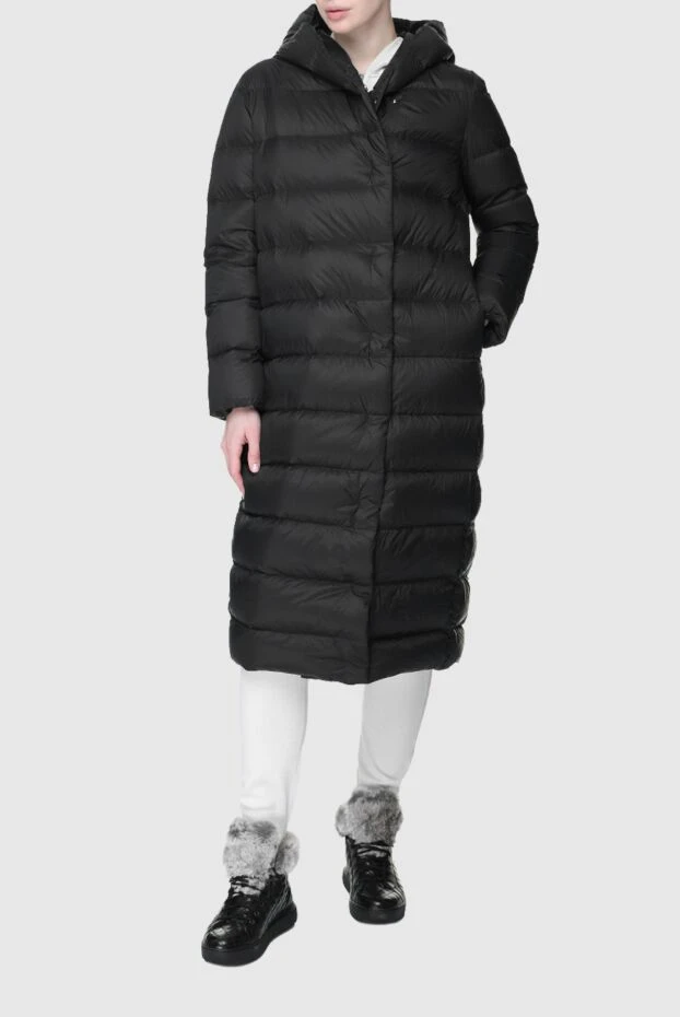 Fleur de Paris капюшоны және көлемді кесілген қара ұзын мамық күрте
 156036 - фото 3