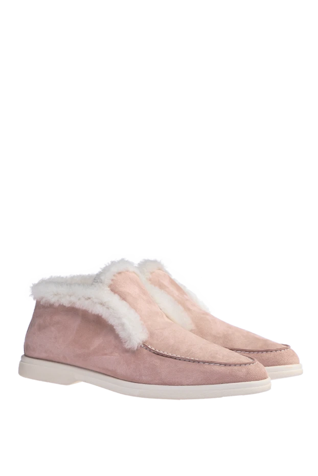 Cesare di Napoli женские лоферы из замши с меховой отделкой и светлой подошвой

 156056 - фото 3