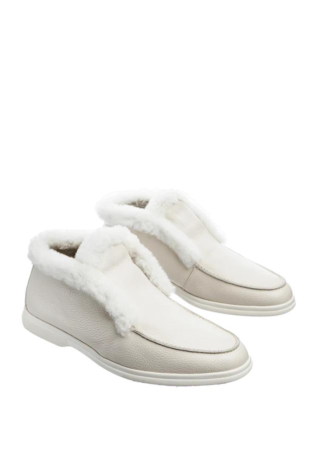 Cesare di Napoli лоферы женские базовые кожаные с мехом бежевые 156062 - фото 3