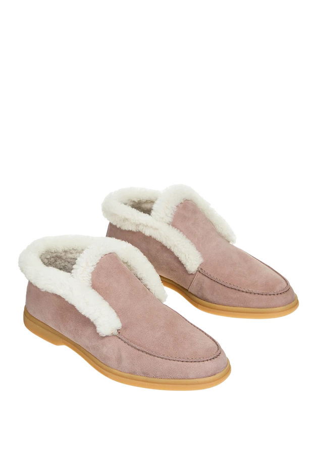 Cesare di Napoli лоферы женские классические замшевые с мехом розовые 156063 - фото 3