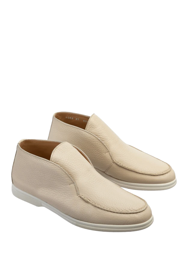 Cesare di Napoli лоферы женские базовые кожаные бежевые 156069 - фото 3