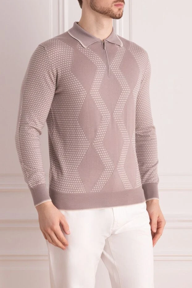 Stefano Ricci жібек пен кашемирден жасалған ұзын жеңі бар поло, ерлерге арналған бежевый 156130 - фото 3